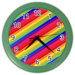 Rainbow Background Colorful Color Wall Clock by Wegoenart