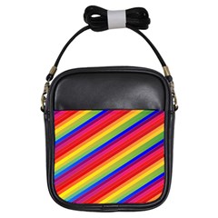 Rainbow Background Colorful Girls Sling Bag by Wegoenart