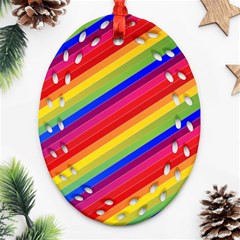 Rainbow Background Colorful Ornament (oval Filigree) by Wegoenart