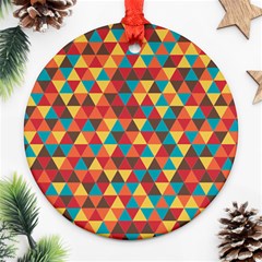 Background Triangles Retro Vintage Ornament (round) by Wegoenart