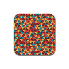 Background Triangles Retro Vintage Rubber Square Coaster (4 Pack)  by Wegoenart