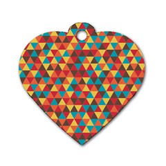 Background Triangles Retro Vintage Dog Tag Heart (one Side) by Wegoenart