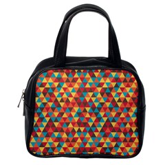 Background Triangles Retro Vintage Classic Handbag (one Side) by Wegoenart