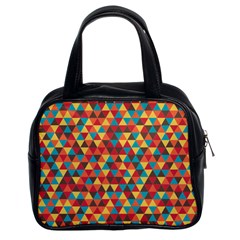 Background Triangles Retro Vintage Classic Handbag (two Sides) by Wegoenart