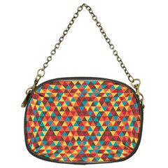 Background Triangles Retro Vintage Chain Purse (one Side)