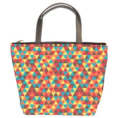 Background Triangles Retro Vintage Bucket Bag by Wegoenart