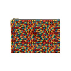 Background Triangles Retro Vintage Cosmetic Bag (medium) by Wegoenart