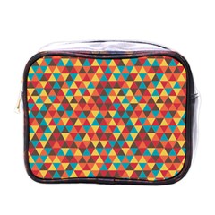 Background Triangles Retro Vintage Mini Toiletries Bag (one Side) by Wegoenart