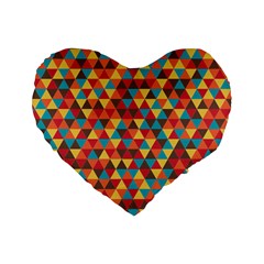 Background Triangles Retro Vintage Standard 16  Premium Flano Heart Shape Cushions by Wegoenart