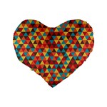 Background Triangles Retro Vintage Standard 16  Premium Flano Heart Shape Cushions Back