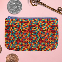 Background Triangles Retro Vintage Large Coin Purse by Wegoenart