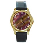 Space Orbs Stars Abstract Sky Round Gold Metal Watch Front