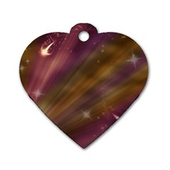 Space Orbs Stars Abstract Sky Dog Tag Heart (two Sides) by Wegoenart