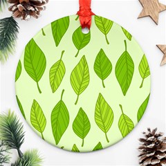 Autumn Background Boxes Green Leaf Ornament (round) by Wegoenart