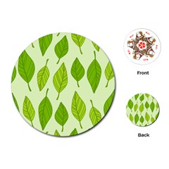 Autumn Background Boxes Green Leaf Playing Cards (round) by Wegoenart