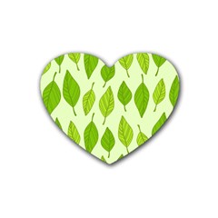 Autumn Background Boxes Green Leaf Heart Coaster (4 Pack)  by Wegoenart