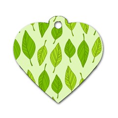 Autumn Background Boxes Green Leaf Dog Tag Heart (one Side) by Wegoenart