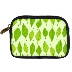 Autumn Background Boxes Green Leaf Digital Camera Leather Case by Wegoenart