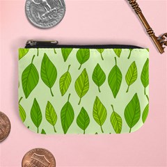 Autumn Background Boxes Green Leaf Mini Coin Purse by Wegoenart