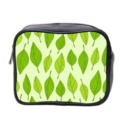 Autumn Background Boxes Green Leaf Mini Toiletries Bag (two Sides) by Wegoenart