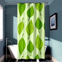 Autumn Background Boxes Green Leaf Shower Curtain 36  X 72  (stall)  by Wegoenart