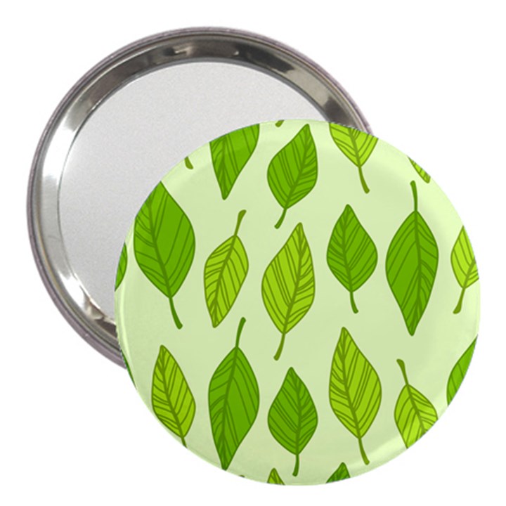 Autumn Background Boxes Green Leaf 3  Handbag Mirrors