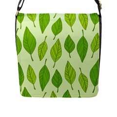 Autumn Background Boxes Green Leaf Flap Closure Messenger Bag (l) by Wegoenart