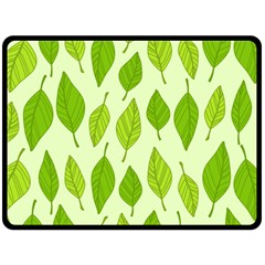 Autumn Background Boxes Green Leaf Double Sided Fleece Blanket (large)  by Wegoenart