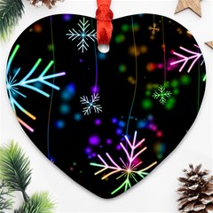 Snowflakes Snow Winter Christmas Ornament (heart) by Wegoenart