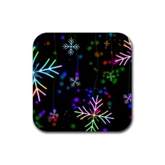 Snowflakes Snow Winter Christmas Rubber Coaster (square)  by Wegoenart