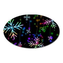 Snowflakes Snow Winter Christmas Oval Magnet by Wegoenart