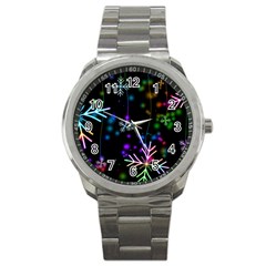 Snowflakes Snow Winter Christmas Sport Metal Watch