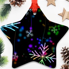 Snowflakes Snow Winter Christmas Star Ornament (two Sides) by Wegoenart