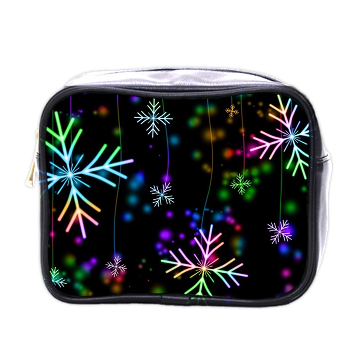 Snowflakes Snow Winter Christmas Mini Toiletries Bag (One Side)