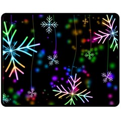 Snowflakes Snow Winter Christmas Fleece Blanket (medium)  by Wegoenart