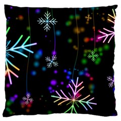 Snowflakes Snow Winter Christmas Large Flano Cushion Case (one Side) by Wegoenart