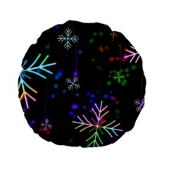 Snowflakes Snow Winter Christmas Standard 15  Premium Flano Round Cushions by Wegoenart