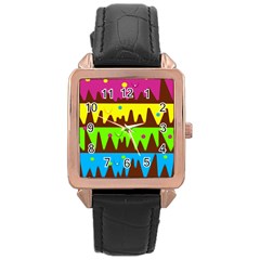 Illustration Abstract Graphic Rose Gold Leather Watch  by Wegoenart