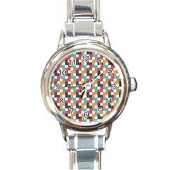 Background Abstract Geometric Round Italian Charm Watch by Wegoenart