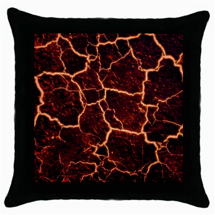 Lava Cracked Background Fire Throw Pillow Case (Black)