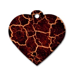 Lava Cracked Background Fire Dog Tag Heart (one Side) by Wegoenart