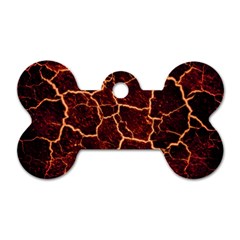 Lava Cracked Background Fire Dog Tag Bone (two Sides) by Wegoenart