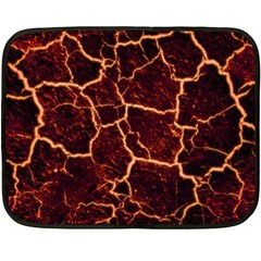 Lava Cracked Background Fire Double Sided Fleece Blanket (mini)  by Wegoenart