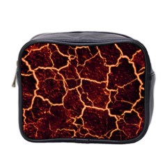 Lava Cracked Background Fire Mini Toiletries Bag (two Sides) by Wegoenart