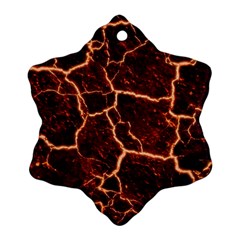 Lava Cracked Background Fire Snowflake Ornament (two Sides) by Wegoenart