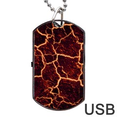 Lava Cracked Background Fire Dog Tag Usb Flash (two Sides) by Wegoenart