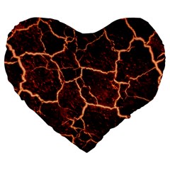 Lava Cracked Background Fire Large 19  Premium Flano Heart Shape Cushions by Wegoenart