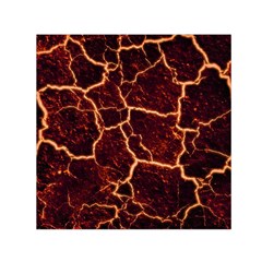 Lava Cracked Background Fire Small Satin Scarf (square) by Wegoenart