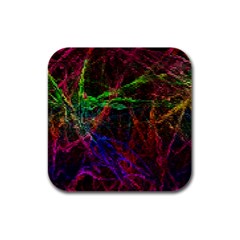 Background Abstract Cubes Square Rubber Square Coaster (4 Pack)  by Wegoenart