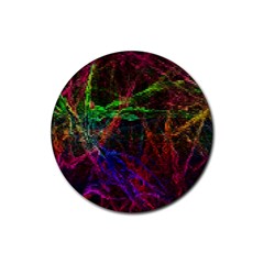 Background Abstract Cubes Square Rubber Round Coaster (4 Pack) 